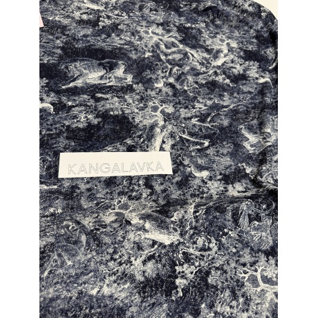 Siid Toile de Jouy, valge-tumesinine