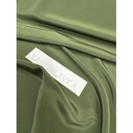 Paks krepdešiin siid, oliivroheline 