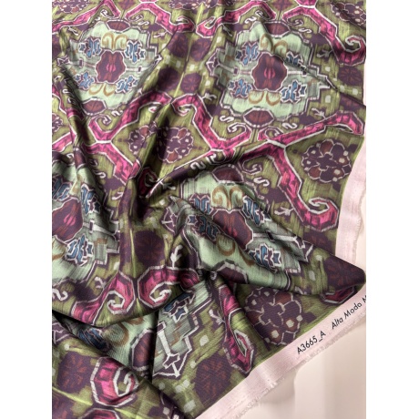 Siid, oliivroheline–lilla “kaleidoskoop” mustriga