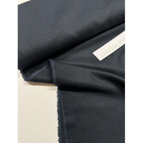 Шерстяная костюмная ткань "chevron tweed", темно-синяя 