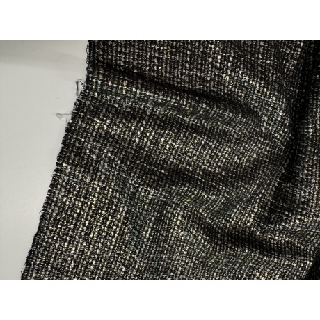 Букле ткань, чёрная с золотом и серебром 