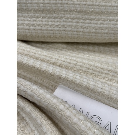 Шерстяное букле, белое с золотой ниткой 