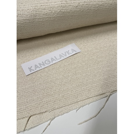 Хлопковое букле ткань (твид) натурально-белого цвета