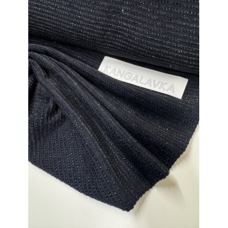 Хлопково-вискозное букле, тёмно-синее 