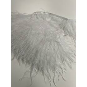 Тесьма из перьев страуса, белая 12 см