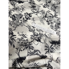 Siid "Toile de Jouy", valge/must 